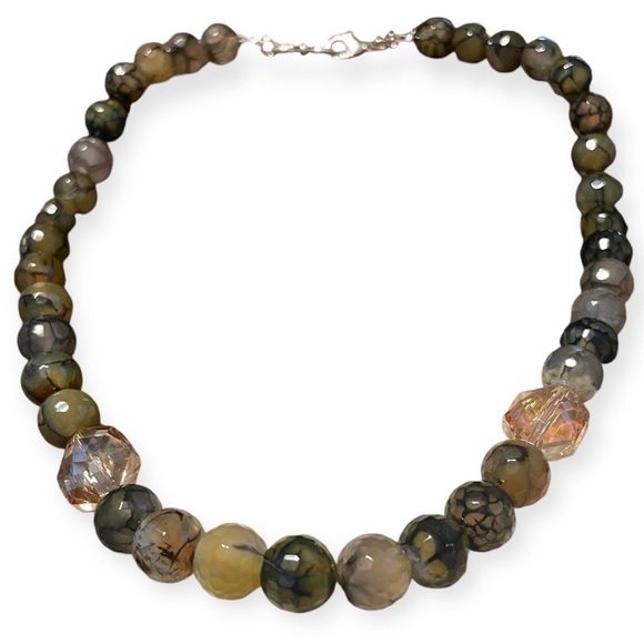 2/$30 Agate Amber 12mm Handmade Chunky Necklace 20'' long - Picture 2 of 6